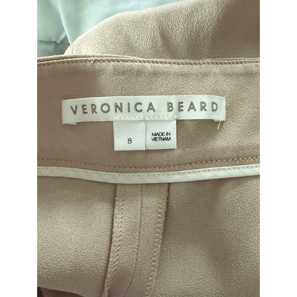 Veronica Beard Robinne Wide Leg Trousers Pants in Sand Satin Crepe Pleated - 8 - Picture 4 of 6